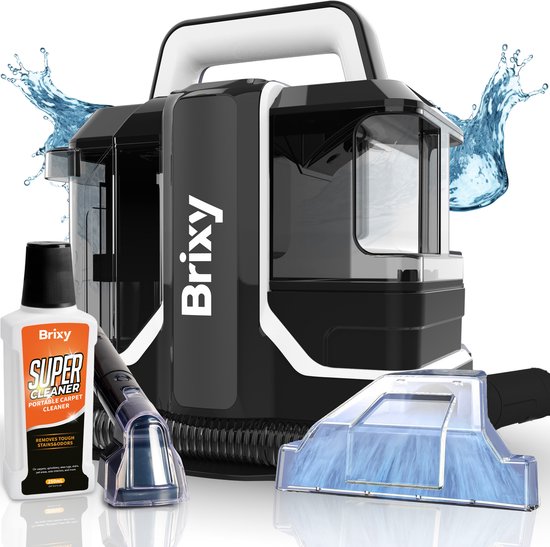 Brixy Professionele Tapijtreiniger - Vlekkenreiniger - 2 Borstels - Krachtig En Draagbaar - Bank Reiniger - Meubelreiniger - Zetelreiniger - 750W - Incl. Reinigingsmiddel