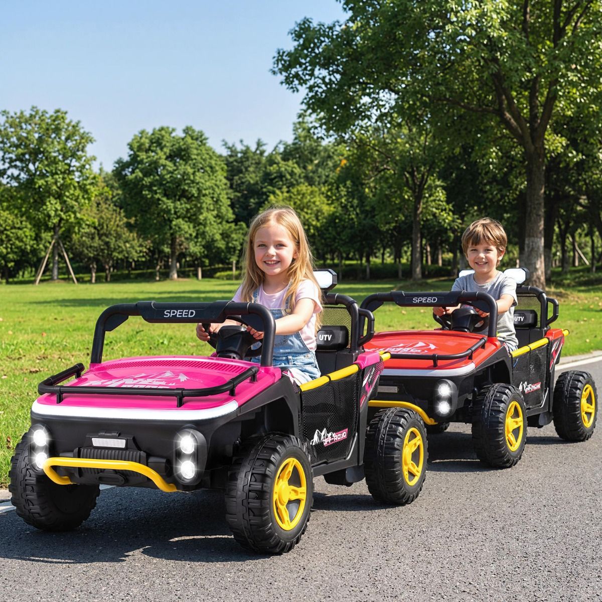 Coast Kinderauto met afstandsbediening - 2 zitplaatsen - muziek en LED-verlichting - zwart