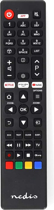 Nedis Vervangende Afstandsbediening - Geschikt voor: TCL/Thomson - Voorgeprogrammeerd - 1 Apparaat - Amazon Prime / Netflix Knop / Youtube Knop - Infrarood - Zwart