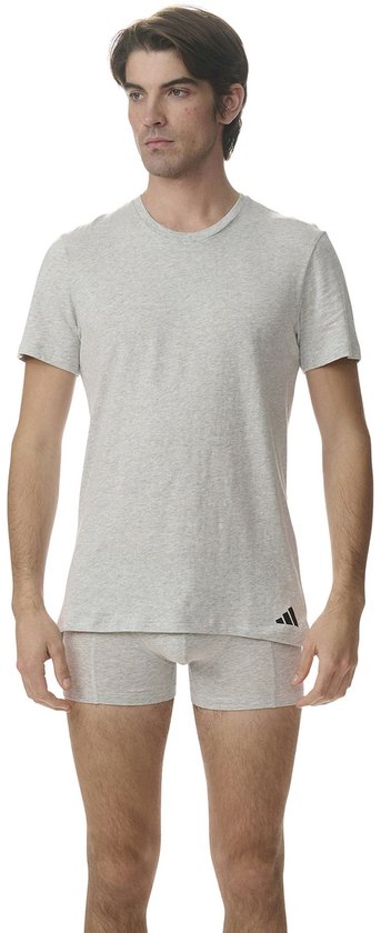 adidas Sportswear 3PK Crew Neck Shirt - Active Core Cotton - Onderbroek Mannen - zwart/wit/grijs gemêleerd