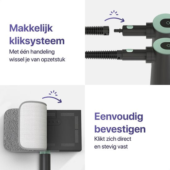 LUMAN 16 in 1 Stoomreiniger Én Handstoomreiniger V3 - Tapijtreiniger - Vlekkenreiniger - Vloerreiniger - Met 16 Opzetstukken en 3 Microvezeldoeken - Groen