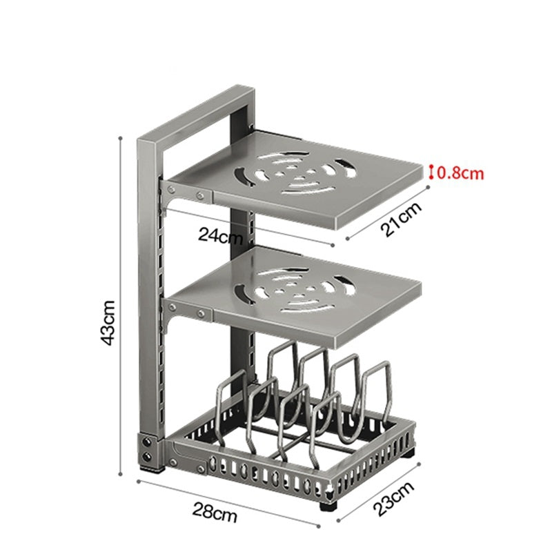 MAXCOOK 3-laags opbergrek van koolstofstaal voor potten & pannen verstelbaar voor keukenkast 23*28*43 cm