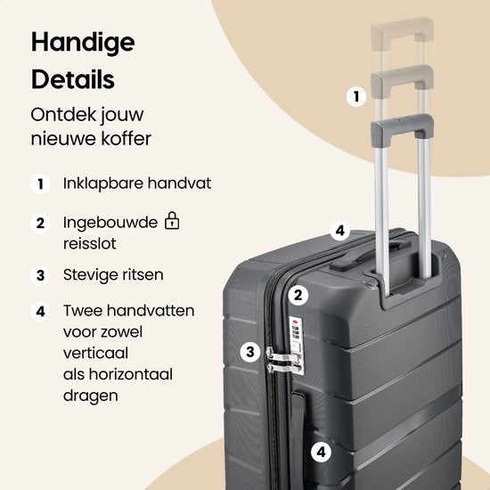 SC Urban Adventurer - Grote Reiskoffer - Cijferslot - 49x30x75cm - 110L - Reiskoffer met Kofferslot - Spinner wielen - Antraciet V2