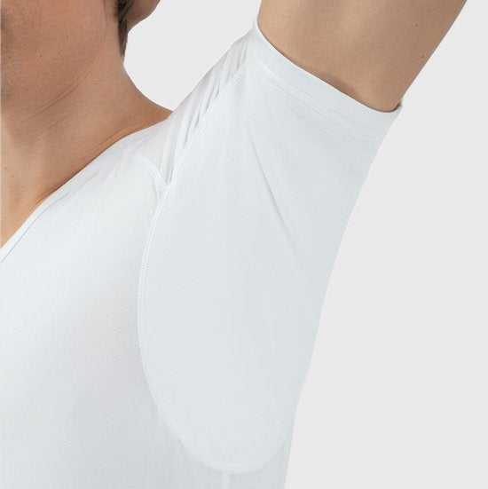 Anti Zweet Shirt - Fibershirts® - Ingenaaide Okselpads - Ondershirt - Wit - V-hals - Heren - Maat XL