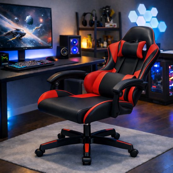Bayt Gamestoel - Gaming chair - Gamingstoel - Comfort gamer stoel - Zwart en rood
