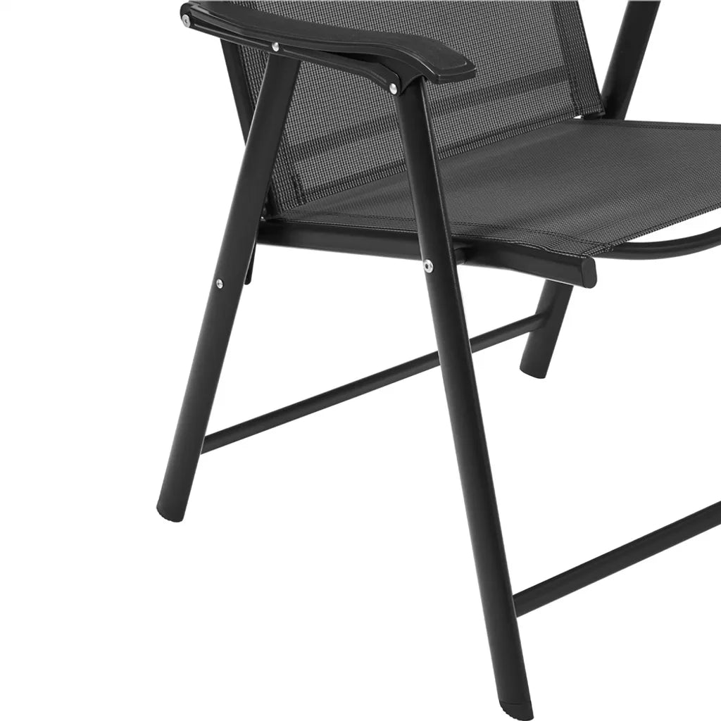 Yaheetech Tuinstoelen Set van 2 Zwart – Opvouwbare Hoge Rugleuning – 54 x 57 x 93,5 cm