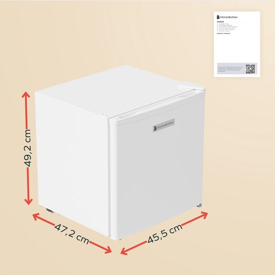 KitchenBrothers Mini Koelkast - 43L - Kleine ijskast - Minibar - Vrijstaand - Frigo - Compact - Wit