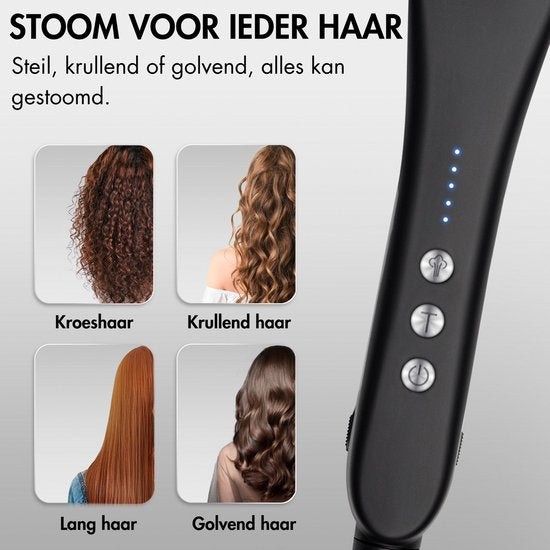 Sansbeauté® Stoomstijltang PRO - Stoom Stijltang - Professionele Stijltang 5.0 – Stoomstijltangs - Zwart