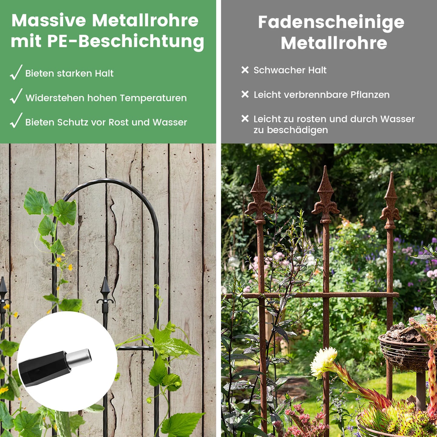 Coast Plantenrek voor Klimplanten en Rozen - 146 x 186 cm - Zwart Metalen Tuinrek voor Bloemen, Groenten en Klimplanten