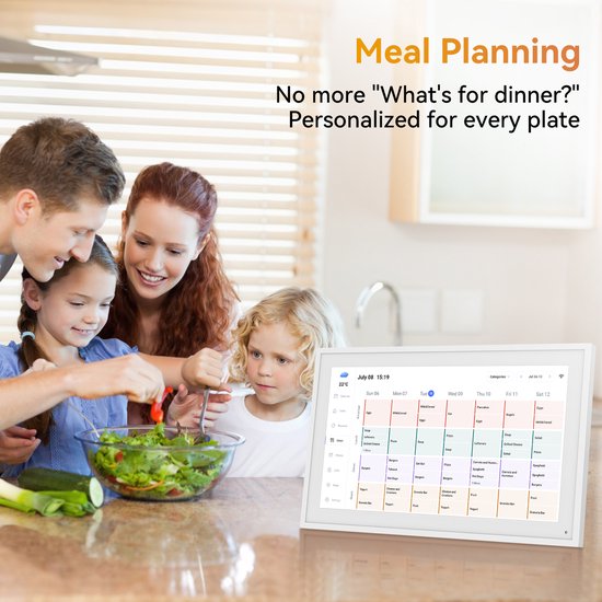 TABWEE P15 15,6" Digitale fotolijst Met Touchscreen – 1080P Full HD Slimme Gezinsplanner-Digitale Fotolijst & Takenlijst, Interactief Haarddisplay – Wand- en Bureaumontage Voor Naadloze Planning