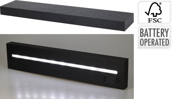 Home&Stylingcollection-wandplank-zwart-met LED-verlichting-60cm