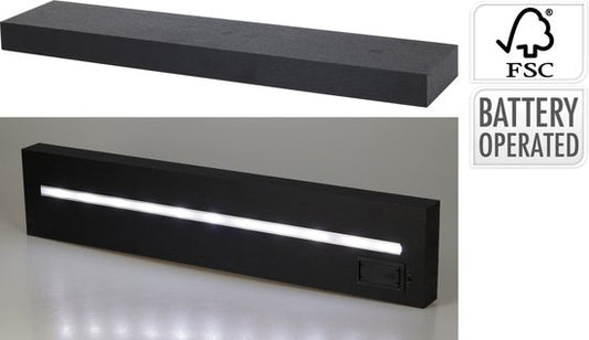 Home&Stylingcollection-wandplank-zwart-met LED-verlichting-60cm