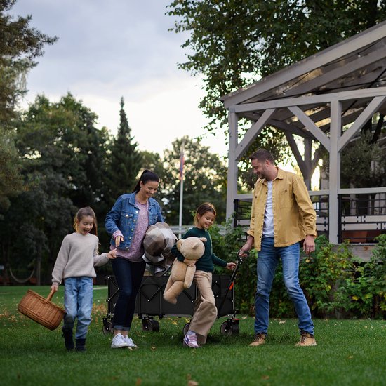 LifeGoods Bolderkar - XXL - Opvouwbaar - 300L - 150KG Draagkracht - Zwart