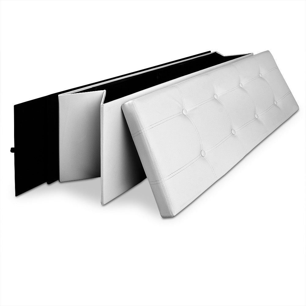 Casaria Zitbank met Opbergruimte \\u2013 115x40x40cm Kunstleer 131L - Wit