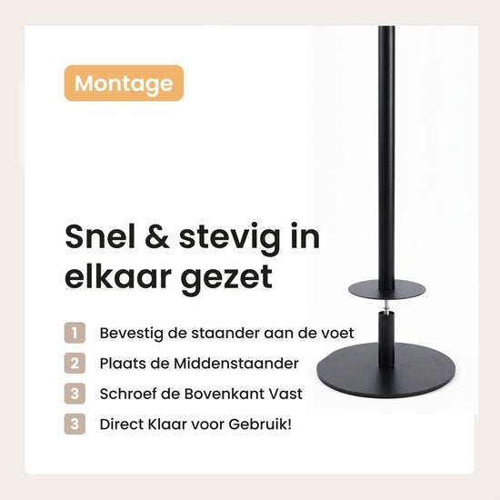 Duna Reserverolhouder - WC Rolhouder - Toiletrolhouder - Vrijstaand - Zonder Boren - Zwart