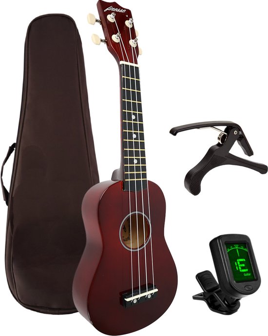 Finesse Ukelele - Starterset - 21" - Ukulele - Kind - Muziekinstrument - Bordeaux