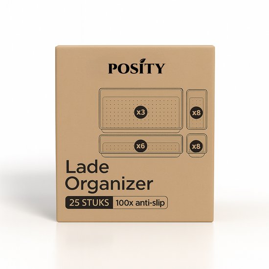 Posity Lade Organizer - 25 Stuks - Organizer Bakjes - Lade Bakjes - Opbergbakjes - Make-up Organizer - Voor Keuken, Badkamer & Bureau - Kunststof - Zwart Transparant