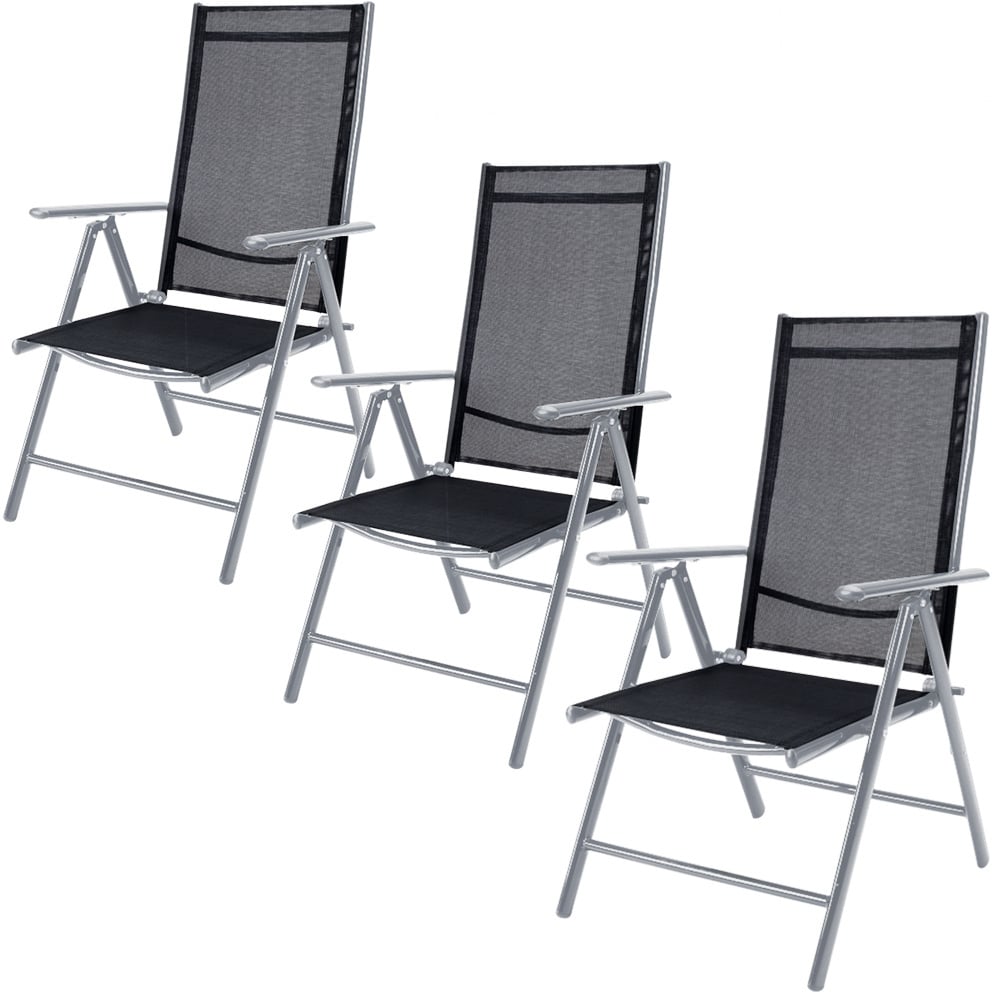 Casaria Aluminium Tuinstoelen - 3 stuks - Inklapbaar - Zilver