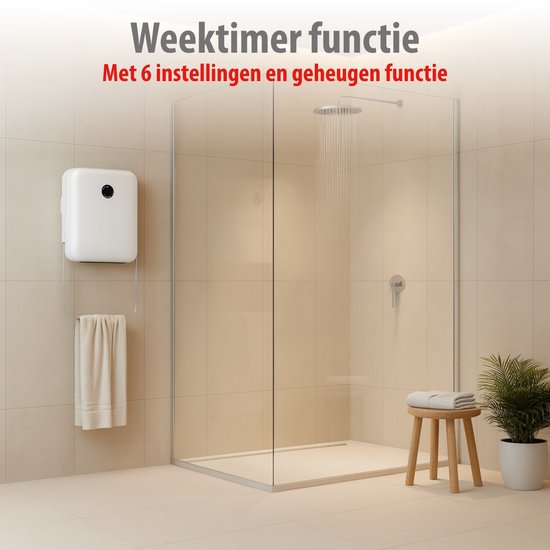 alpina Badkamer Verwarming Elektrisch 750/2000W - Elektrische Kachel 2 Warmtestanden en 24-uurs Timer - Kachel IP22 Spatwaterdicht - met Afstandsbediening - Wandmontage