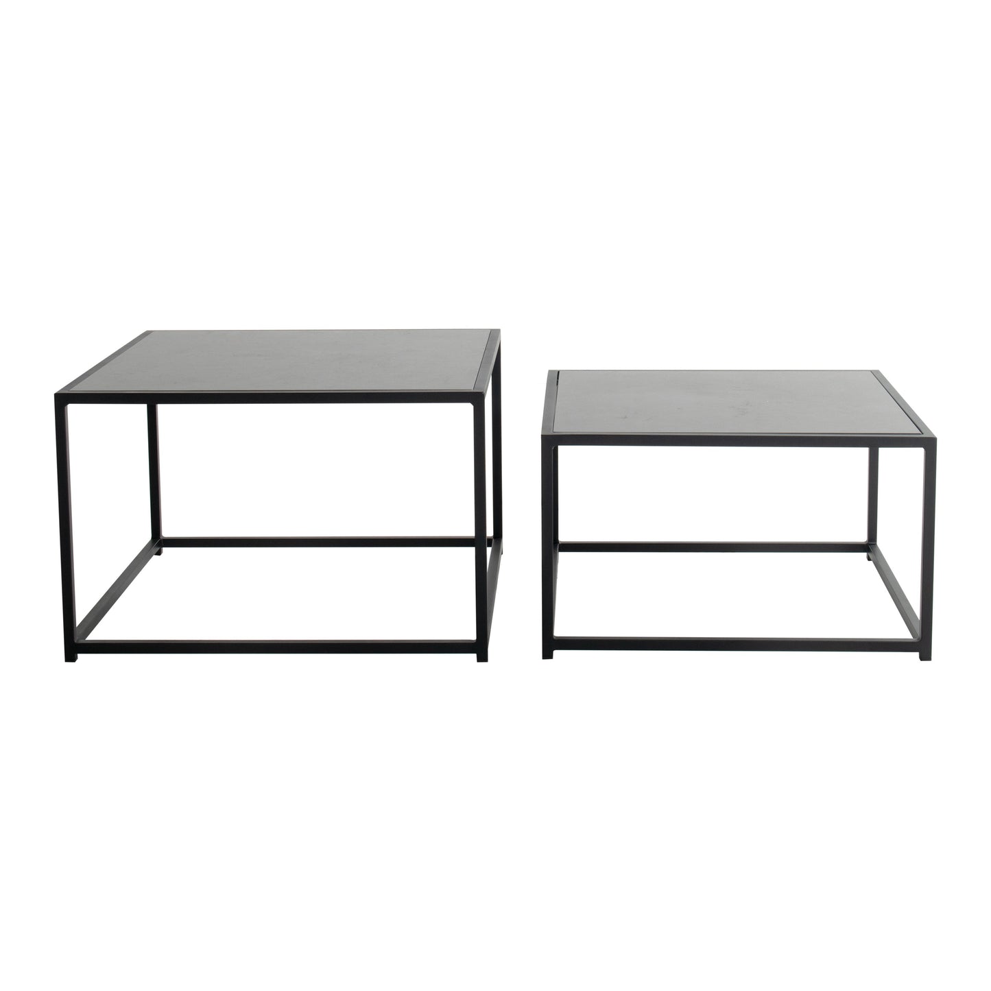 Hartman Set van 2 Bijzettafels - Marie - Keramiek Blad - Hoogwaardig Aluminium Frame - Weerbestendig - Zwart