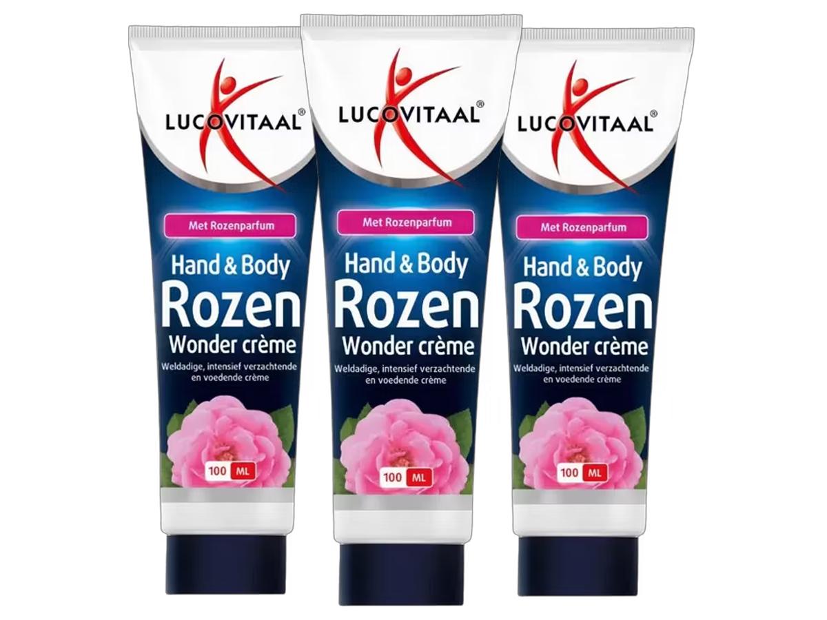 Lucovitaal Hand & Body Rozen Wonder Crème - Verzachtend en Voedend - 3 x 100 ml