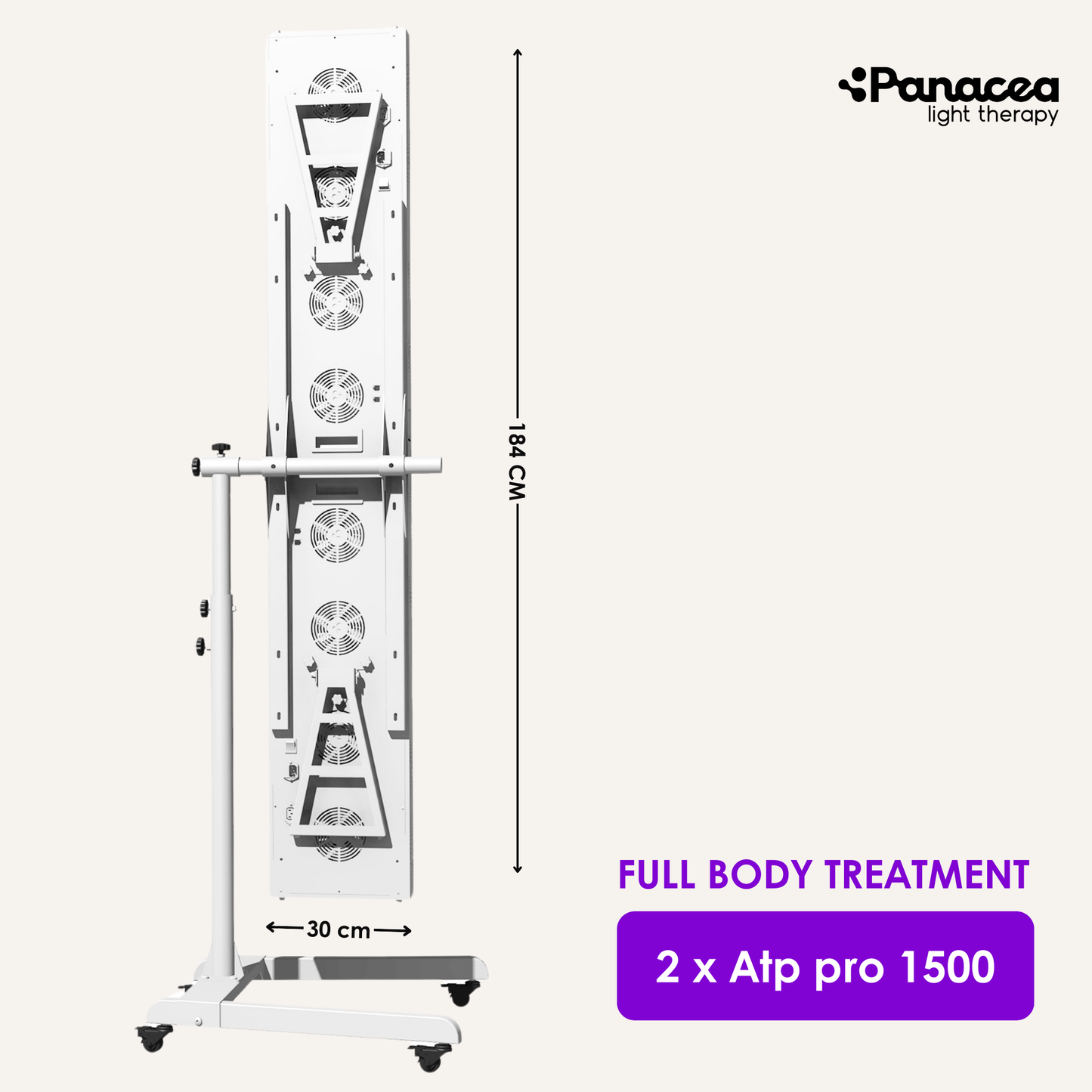 Panacea Light Therapy Verrijdbare Panel Stand – Verstelbare Hoogte tot 160 cm – Max. 20 kg – Metaal – Wit
