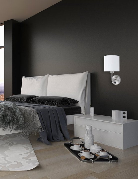 Wandlamp Noor 1562ST Staal met Leeslampje & USB-lader - Modern Design van Mexlite - Verstelbaar en Praktisch voor Binnen Gebruik