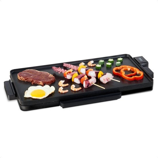 MOA Tafelgrill - Grillplaat - Bakplaat - Teppanyaki - Elektrisch - 56 x 30 cm - Regelbare Thermostaat - Anti-aanbaklaag - TG203B - Zwart