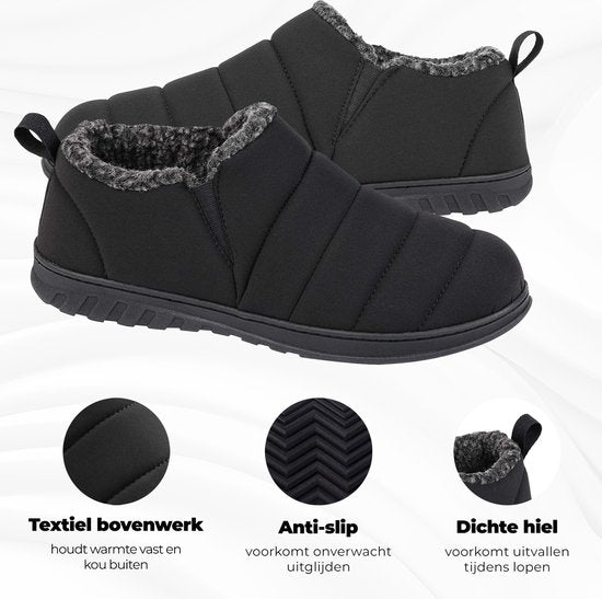Pantoffels Heren - Sloffen - Zwart - Anti-slip - Maat 40/41 - Comfeet