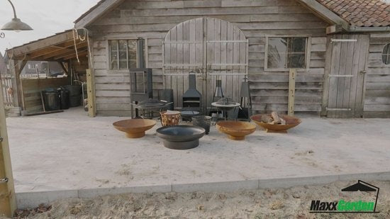 BBQ Collection Tuinhaard met Schoorsteen - Houtopslag - 194 x 44 x 47 cm - Carbon Staal - Zwart