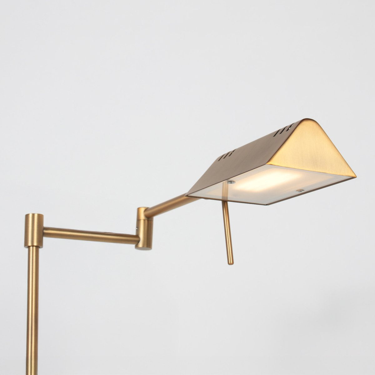Vloerlamp GlowGo 4603BR - Bronzen klassieke vloerlamp van Mexlite met geïntegreerde accu, verstelbare arm en dimmer, hoogte 125 cm