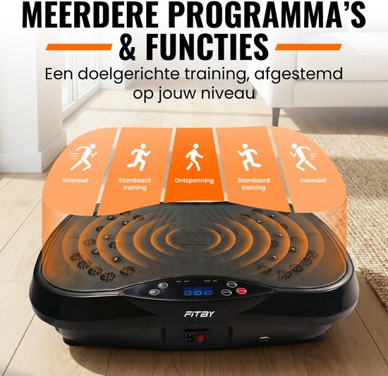 Fitby Trilplaat - Trilplaat Fitness - Powerplate - Inc. weerstandbanden en handvatten - Met Afstandsbediening - 3 Trainingsstanden - 120 Snelheidsniveaus - Zwart