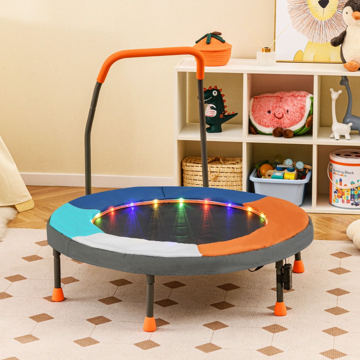 Coast minitrampoline voor kinderen - model 2 - ledverlichting - opvouwbaar - multicolor - 90 cm