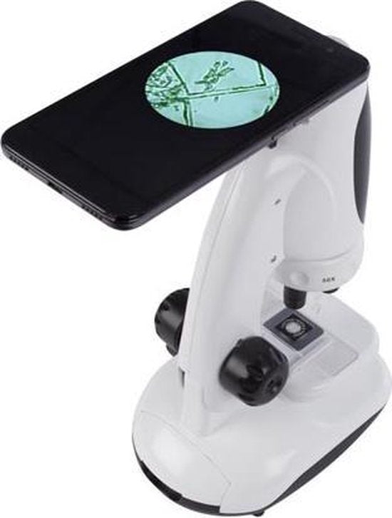 Velleman Microscoop voor smartphone, 50 - 400x vergroting, instelbare focus, met reflecterende led, ideaal voor onderzoek van planten, mineralen, insecten en meer
