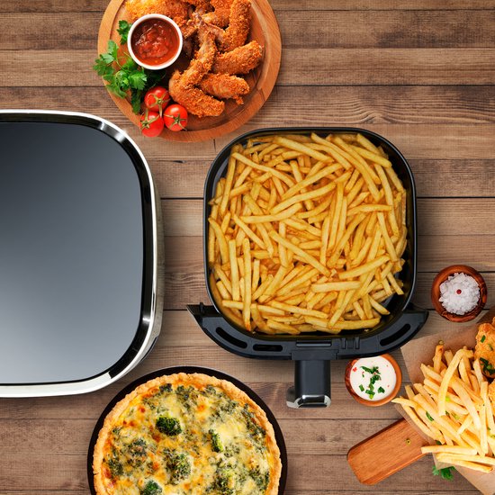 alpina Airfryer 4.5L- Heteluchtfriteuse voor 3 tot 4 Personen - Air Fryer met Digitaal Display - Instelbare Temperatuur van 80°C tot 200°C - Timer tot 60 Minuten - Hetelucht Friteuse 1450W