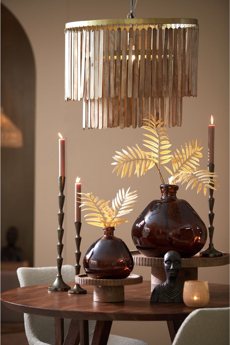 Light & Living Gularo Hanglamp - Donkerbruin Hout - Ø60cm - Modern & Luxe