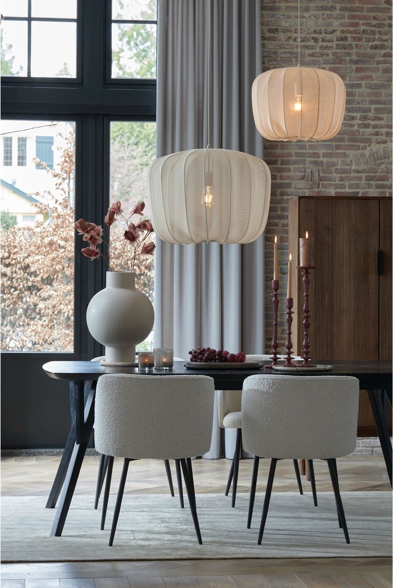 Light & Living - Hanglamp Plumeria - Ø60 cm - E27 Fitting - Modern Design - Zand Textiel & Metaal