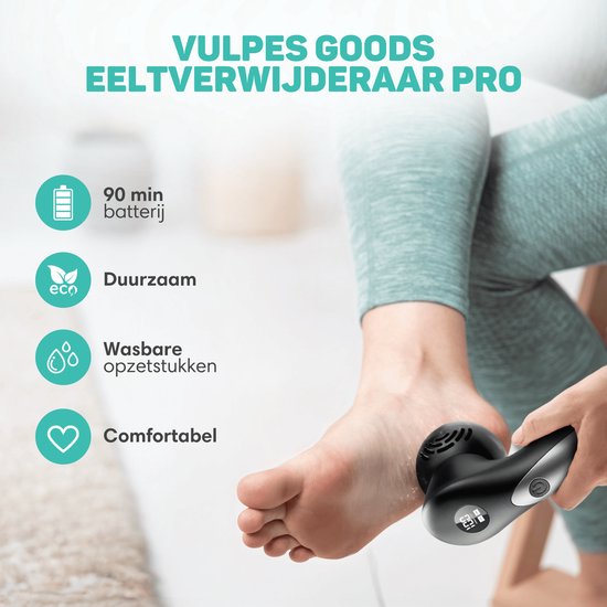 Vulpes Goods® BeautyCare – Elektrische Eeltverwijderaar PRO – 6 Eeltschijven – USB Oplaadbaar – IPX7