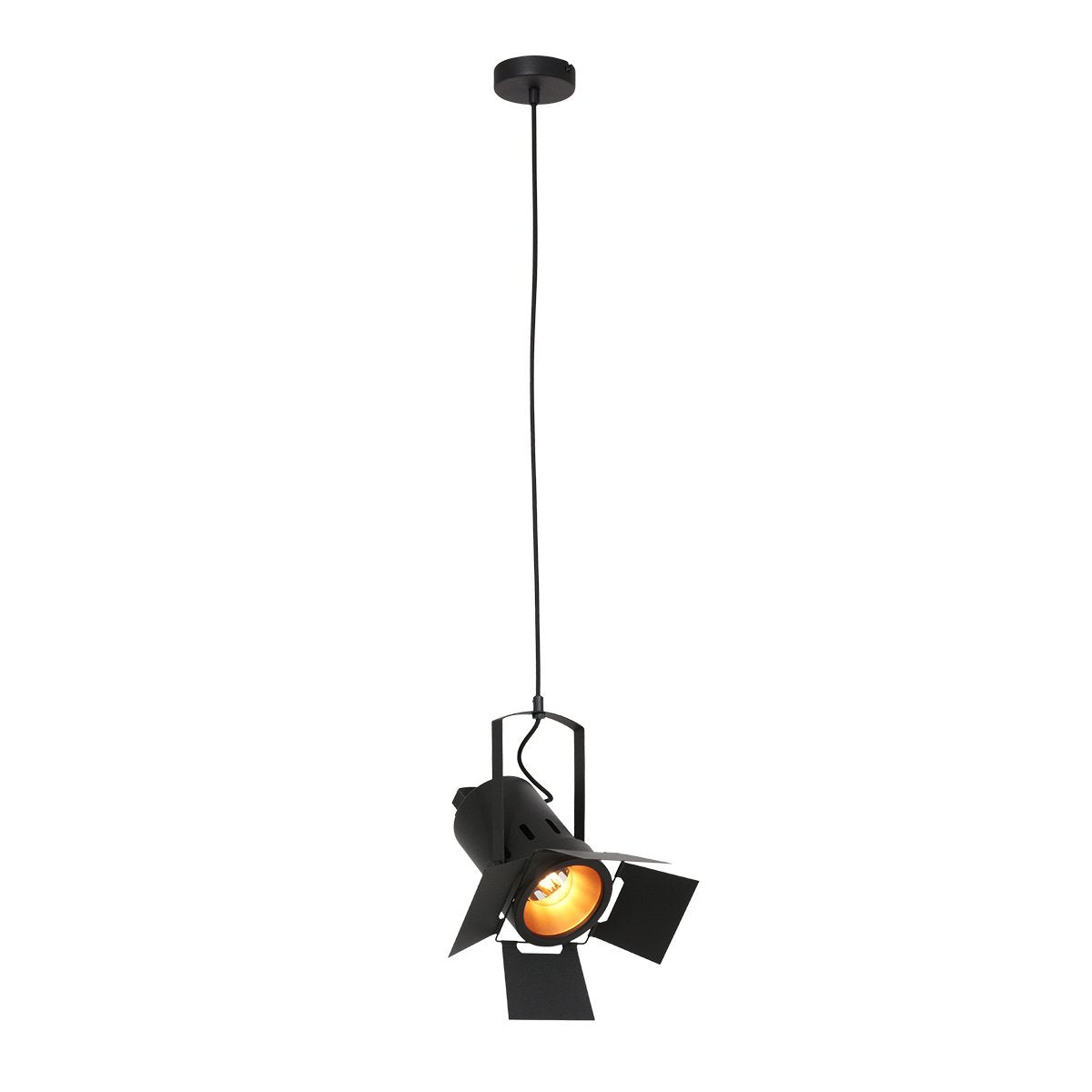 Hanglamp Carré 3379ZW – zwarte industriële lamp, staal, hoogte verstelbaar van 30-150 cm, Mexlite