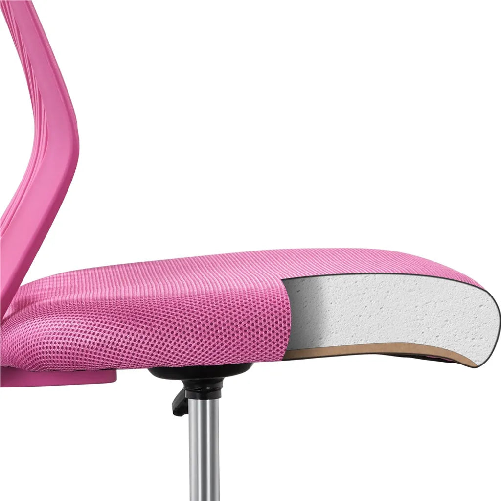 Yaheetech Bureaustoel Verstelbaar 50 x 55 x 79-92 cm - Roze - Draaistoel zonder Armleuningen