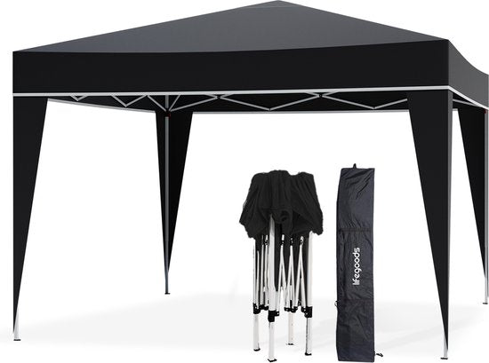 LifeGoods Partytent - Paviljoen - Easy Up - Opvouwbaar - Waterdicht - Met Draagtas - 300 x 300 cm – Zwart