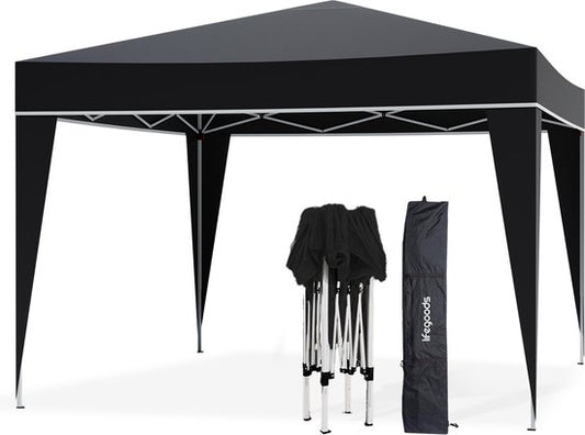 LifeGoods Partytent - Paviljoen - Easy Up - Opvouwbaar - Waterdicht - Met Draagtas - 300 x 300 cm – Zwart
