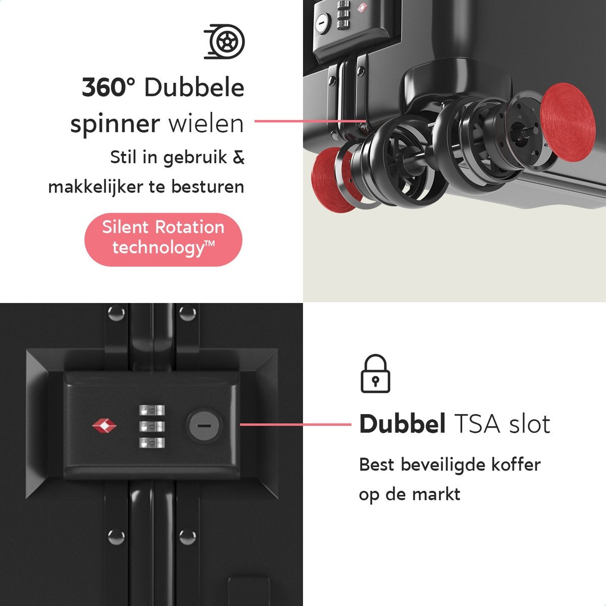 ONYX® - Check-in koffer 100L - TSA slot - Lichtgewicht trolley - Aluminium slot - Zwart