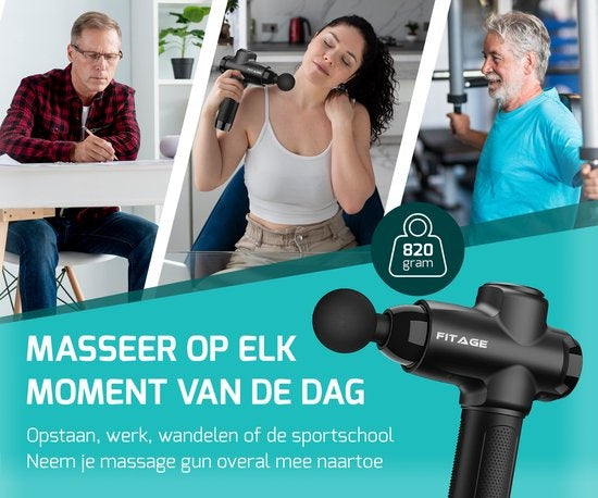 FITAGE Massage Gun Professioneel - 12 Opzetstukken - Massage Apparaat - Massage Pistool 30 Standen - Massageapparaat - Massagegun