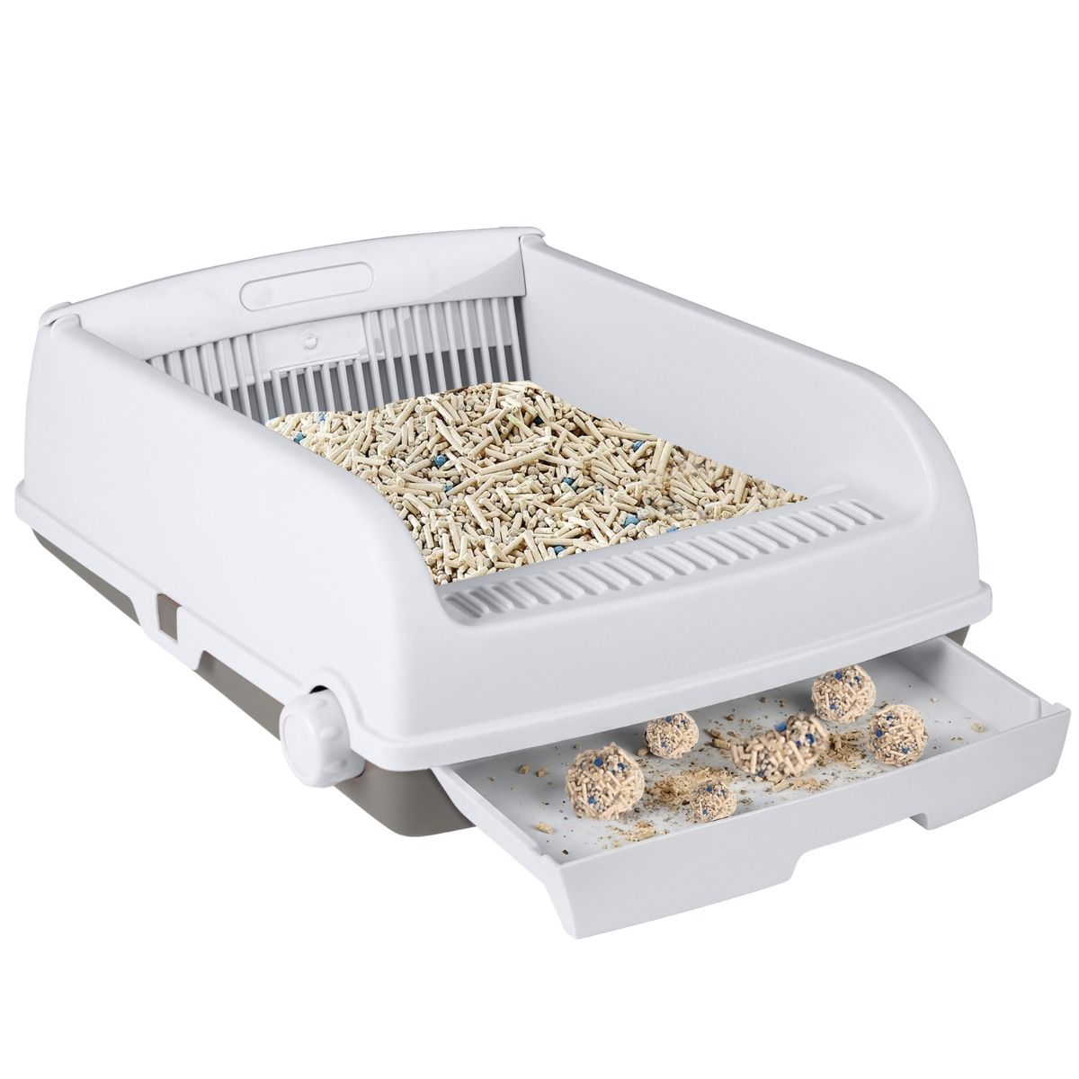 Coast Halfautomatische Kattenbak - Uittrekbare Lade - Spatwaterdichte Zijwanden - Wit