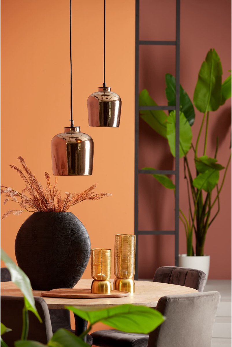 Light & Living Hanglamp Dena – Ø22,5 cm – Keramiek – E27 – Modern Design – Brons
