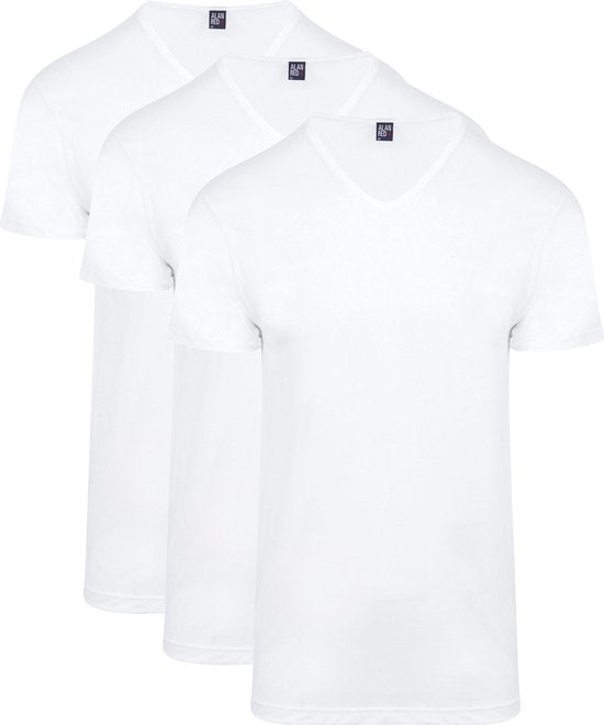 Alan Red - Vermont T-shirt V-hals Wit 3-pack - Heren - Maat XL - Regular-fit