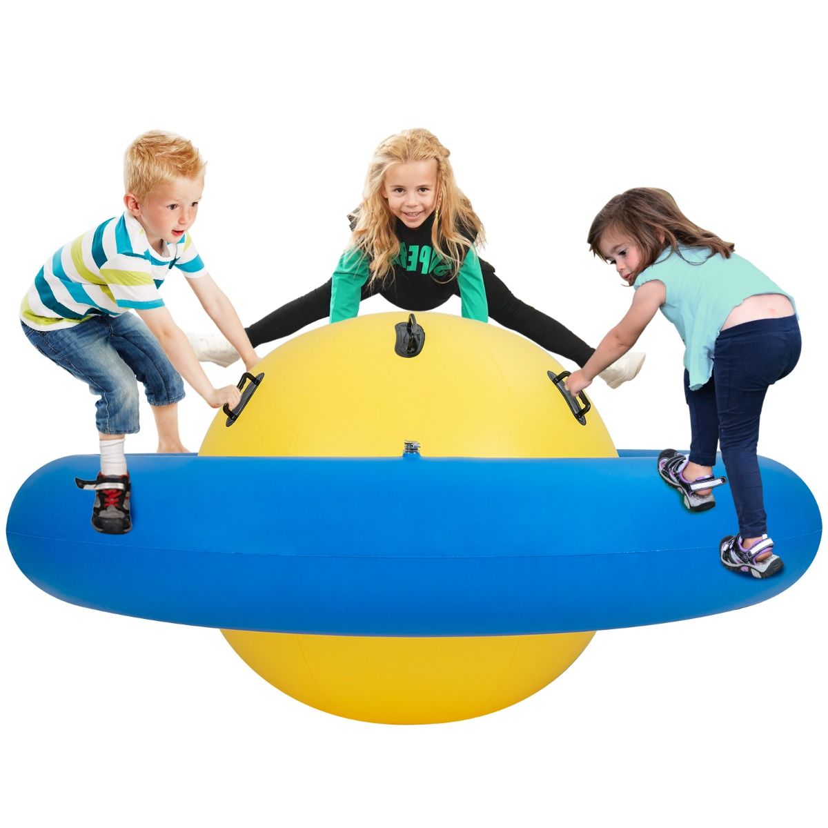 Coast Opblaasbare Schommelbal voor Kinderen - met 6 handgrepen - geschikt voor binnen en buiten - blauw en groen