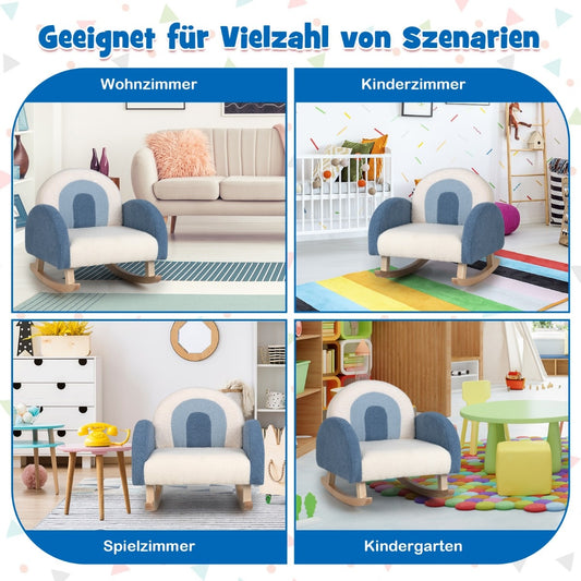 Coast Children's Swing Chair Teddy Plush fauteuil met een schommelpoten gemaakt van Poplar Wood