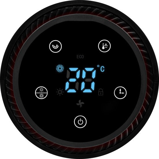 VONROC Elektrische kachel - ventilatorkachel - 1200W/2000W - torenmodel - keramisch - ECO Modus - zwenkfunctie - LED display - Incl. afstandsbediening - thermostaat en timer - 20m2